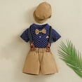 thumbnail image 3 of Efsteb Dress Suits for Boys Toddler Kids Clothes Short Sleeve Lapel Shirt Strap Pants Beret Bow Tie 4PCS Outfits (Navy,1 Years), 3 of 5