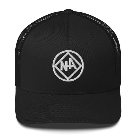 NA White Circle Diamond Logo Clean Sober 12-step Recovery Rehab Support Gifts Retro Mesh Hat (Black)