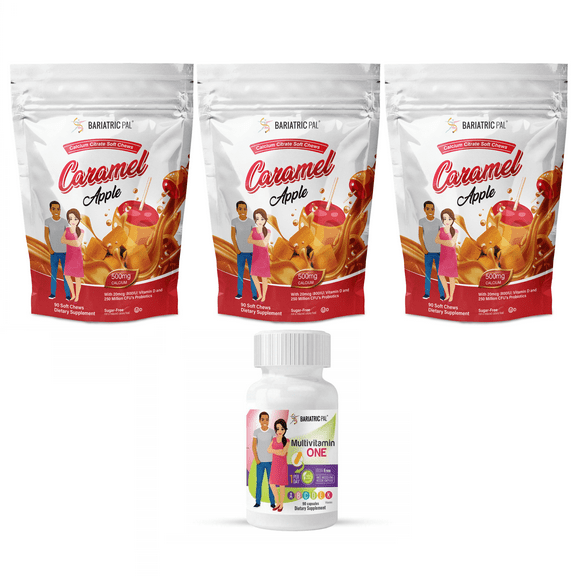 Gastric Band Complete Vitamin Pack - Capsules Size: 3-Month Supply, BariatricPal Multivitamin ONE: Capsule with 18mg Iron, BariatricPal Calcium Citrate Soft Chews: Caramel Apple