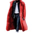 thumbnail image 5 of comerut Men Winter Coat Thick Soft Plush Solid Color Long Sleeve Cold Resistant Single-breasted Lapel Outdoor Warm Mid Length Coat, 5 of 8