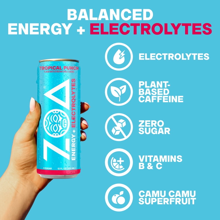 Zoa Healthy Low Calorie Diet Tropical Punch, Zero Sugar Soft Drink