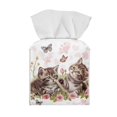 thumbnail image 2 of FUIALDOLG Stylish Tissue Box Holder Kawaii Cat Flower Square Tissue Cube Cover PU Leather Facial Organizer for Bathroom, Tabletop, Car, Night Stands, Office, Home, Kitchen, 5.1''X5.1''X5.5'', 2 of 7
