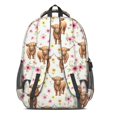thumbnail image 3 of Highland Cow and Flower Print Backpack for School, Cute School Bag with Adjustable Shoulder Straps and Padded Back, 16.9"x12.6"x5.9", 3 of 5