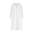 thumbnail image 4 of PiGOGI Womens Zip Up Long Hoodies with Pockets Oversized Drawstring Hooded Sweatshirt Coat Fall Fashion Fleece Jackets White XL, 4 of 6