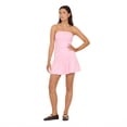 thumbnail image 5 of Forever 21 Women’s Strapless Mini Dress, Drop Waist Ruched Bodycon Silhouette with Flared Ruffle Hem for Parties and Going-Out Looks, XS-XL, 5 of 6