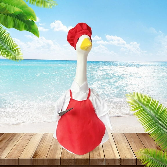 Nkmbld Porch Goose Outfits Cute and Fun Porch Goose Clothes Fit Big White Chef Set for Statue Patio Lawn Garden Decoration