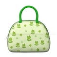 thumbnail image 2 of Nature-Inspired Green Frog Lunch Tote, Reusable Insulated Lunch Box with Flower and Plant Pattern, Great for Work, Picnic, or Weekend Travel, 2 of 4