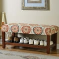 thumbnail image 3 of Banc d'Entrée Rembourré HomePop avec Étagère en Bois, Suzani Orange, 3 of 5