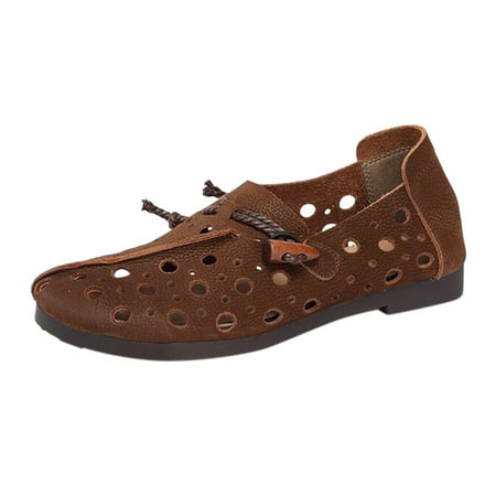 

Mortilo Fashion Womens Breathable Lace Up Shoes Flats Casual Shoes PU casual shoes for Women Brown