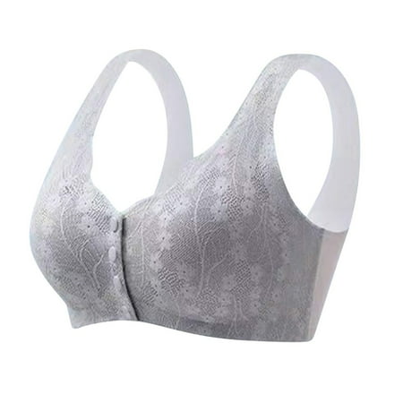 Bras for Women Full Figure Minimizer Plus Size Wire Free Beauty Lace Padded Full Coverage Cute Wide Strap Lift Up Bra Gray 36C