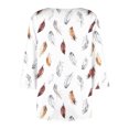 thumbnail image 6 of Plus Size Tops for Women Asymmetrical Square Neck with Button Detail Short Sleeve T-shirts Dressy Casual (XL, White-Feathers), 6 of 7