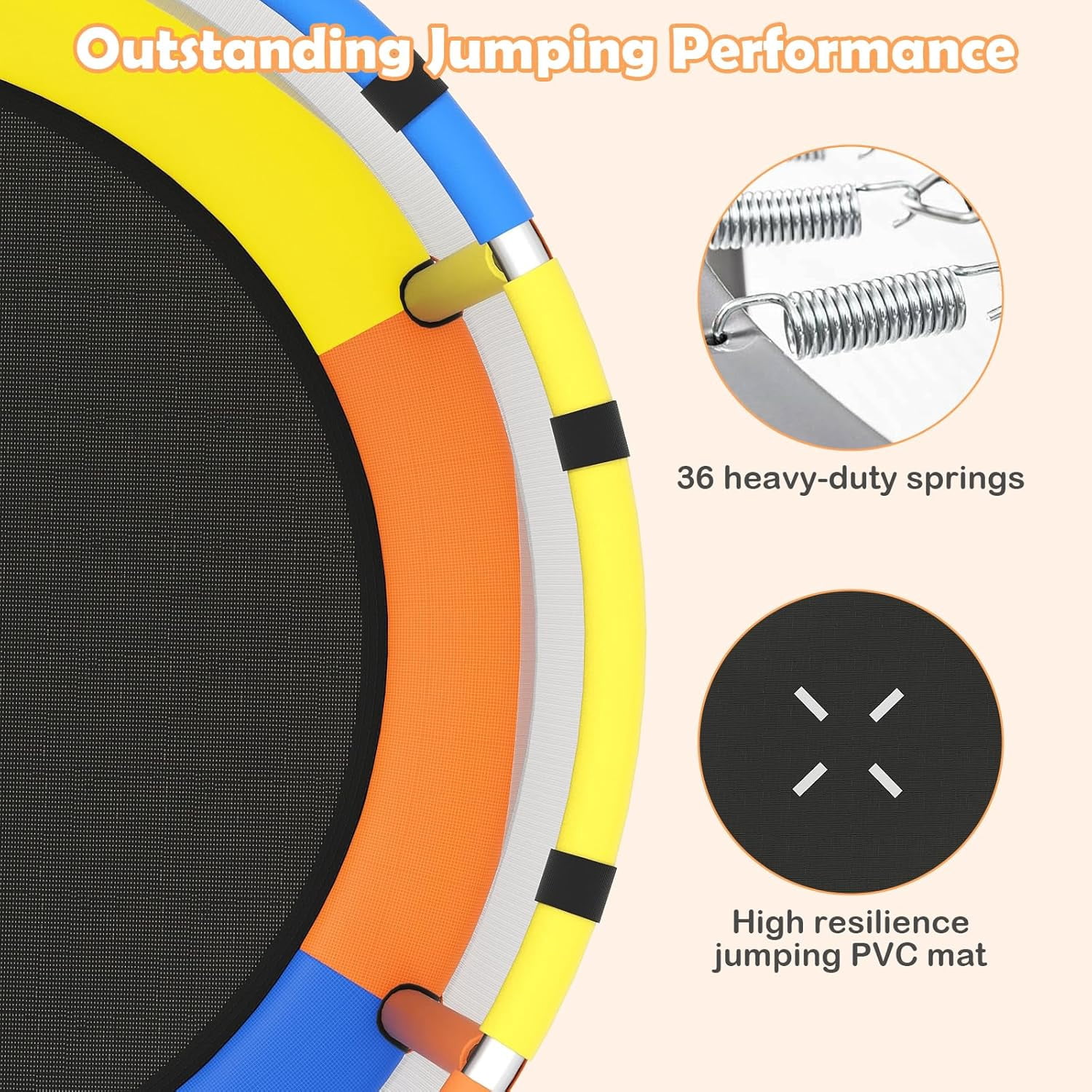 OLAKIDS 55" Trampoline for Kids Enclosure Net Heavy Duty for Boys Girls Outdoor Indoor