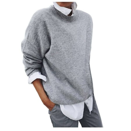 

Shirts For Women Casual Summer Long Sleeve Tops Women s Tee Shirt Tops Dressy Casual Summer Women s Winter Fashion Holiday Solid Color Sweater Top Blouse Tshirts Woman Scrubs In (M Gray) TBKOMH