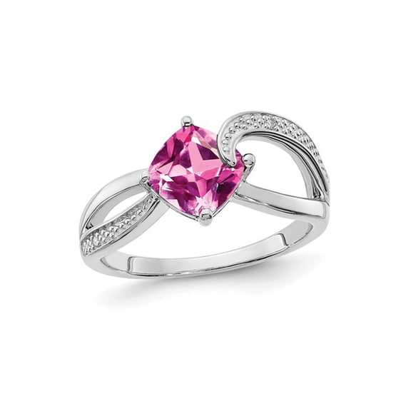 1.80 Carat (Ctw) Lab Created Pink Sapphire Ring in Sterling Silver