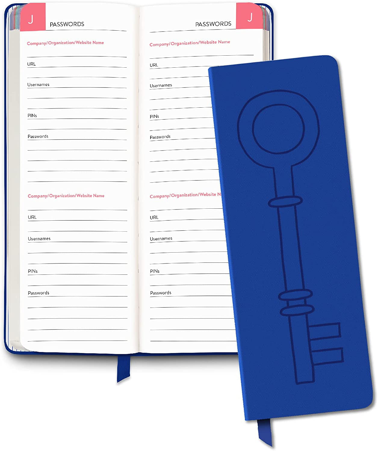 in Cobalt Internet Password Leatheresque Jotter Journal by Studio Oh 2.63 x 7.25 Portable Journal Book with Soft Leather-Like Cover and 160 Pages for Recording of Usernames PINs & Passwords 