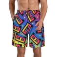 thumbnail image 1 of Saiise Vintage Audio Cassettes Print Men's Swim Trunks Hawaiian Bathing Suit Swimsuits Beach Shorts with Pockets-Large, 1 of 6
