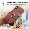 thumbnail image 5 of Compatible for iPhone XS Max Zipper Wallet Case with Card Holder, Rotation Ring Kickstand Case, PU Leather Card Slots RFID Blocking Protection Phone Case Shockproof Cover, Purple, 5 of 10