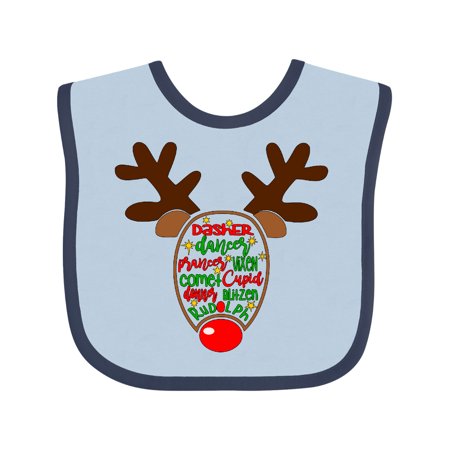 

Inktastic Christmas Reindeer Face with Names and Red Nose Gift Baby Boy or Baby Girl Bib