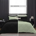 thumbnail image 3 of DNG Creations 3 Piece Reversible Diamond Pattern Comforter Solid - 100% Egyptian Cotton, 800 TC ( Full/ Queen - Size ) All-Season 550 GSM ( Light-Sage/Black Colour ), 3 of 7