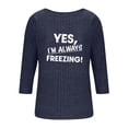 thumbnail image 3 of UTSJKR Women's Casual Fashion Letter Printed Top - Fleece Ribbed Crewneck 3/4 Sleeve Pullover T-Shirt Blue XXL, 3 of 5