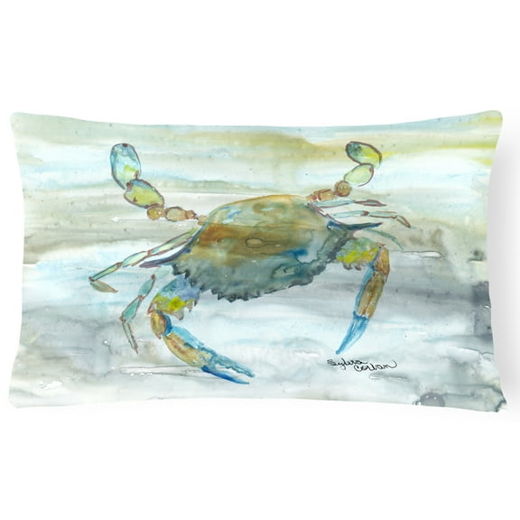 Blue Crab #2 Watercolor Canvas Fabric Decorative Pillow