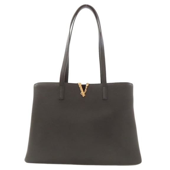 Pre-Owned Versace logo tote bag in calfskin for women. (Good)