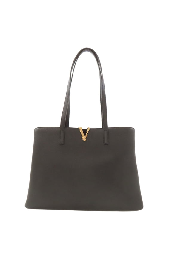 Pre-Owned Versace logo tote bag in calfskin for women. (Good)