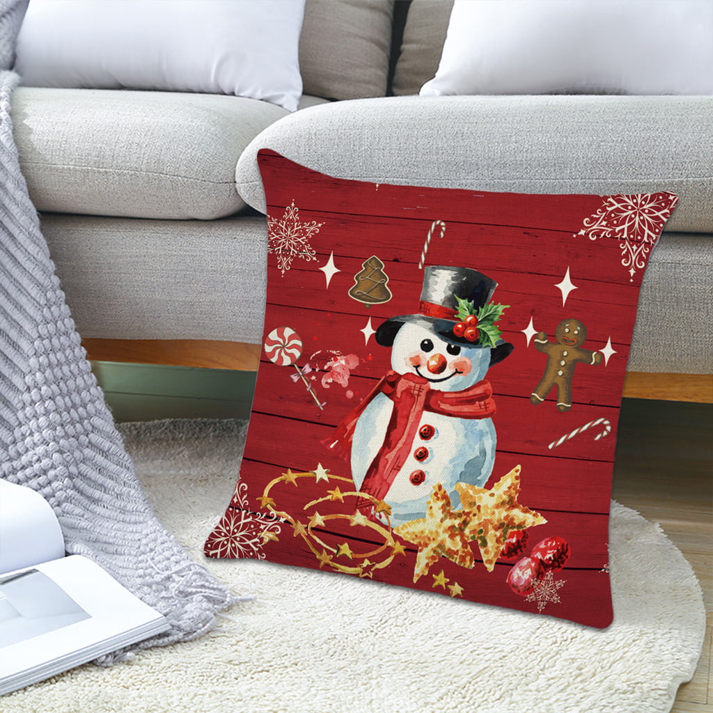 HOT 6PCS 18" Christmas Snowman Pillow Covers Cushion Cover Sofa Bed Home Decor 