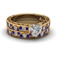 thumbnail image 2 of beryl_creation 14K Yellow Gold Plated 2 Ct Heart Cut White Diamond & sapphire Wedding Engagement Bridal Ring Set For Women's 925 Sterling Silver -4, 2 of 4