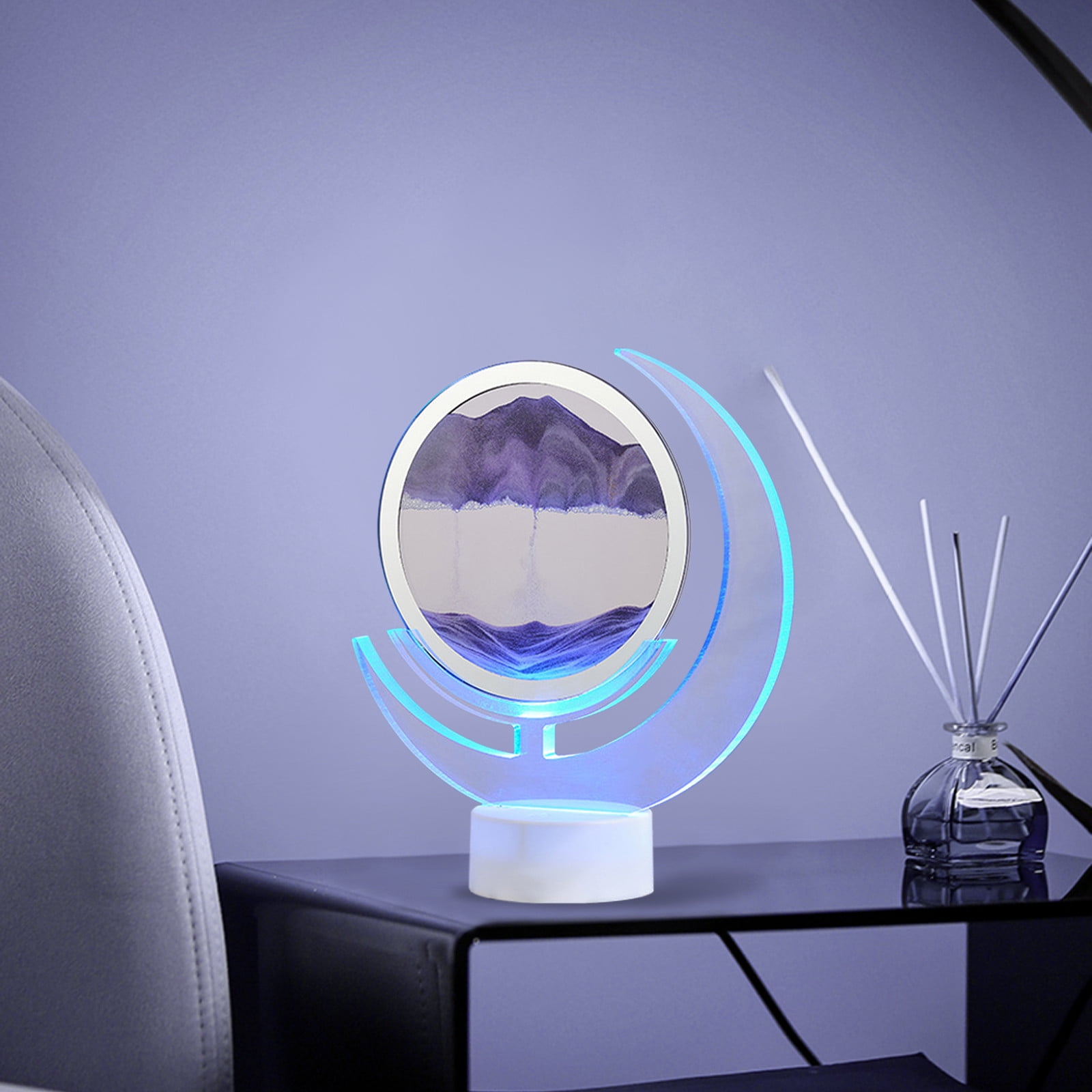 Wovilon Night Light Usb Streaming Sand Painting Night Light, 3D Three-Dimensional Moon Painting, Decorative Home Gifts Bedside Ambient Sand Painting Led Table Lamp(5Ml)