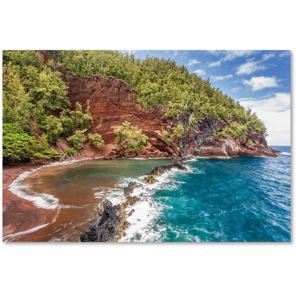 Trademark Fine Art 'Red Sand Beach Maui' Canvas Art by Pierre Leclerc