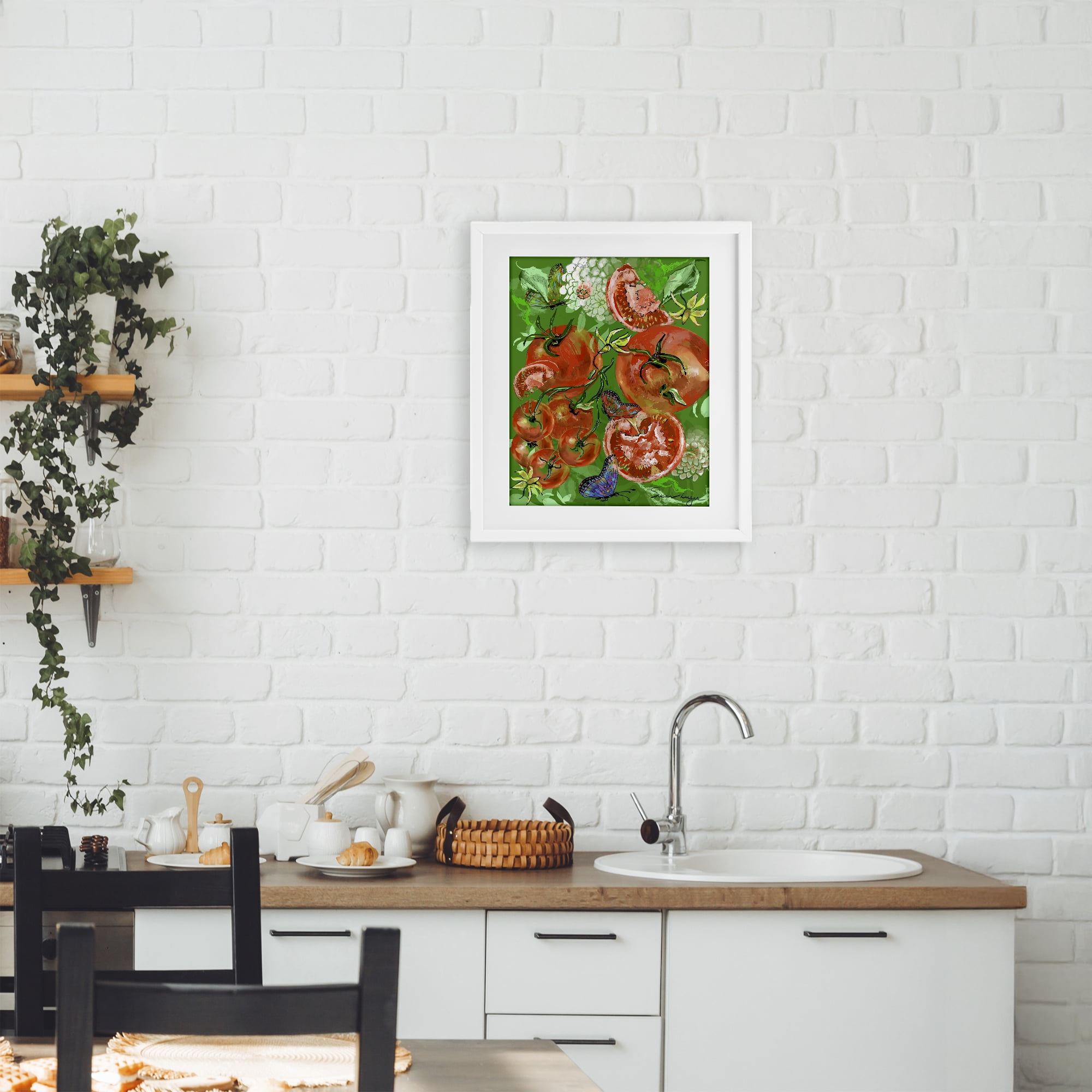 Stupell Industries Tomatoes Swirl Collage White Framed Print Under Glass, design by Susan Lugar