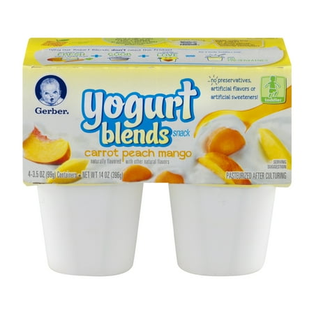 Gerber Yogurt Blends Snack Carrot Peach Mango / Toddler - 4 PK, 14.0 OZ