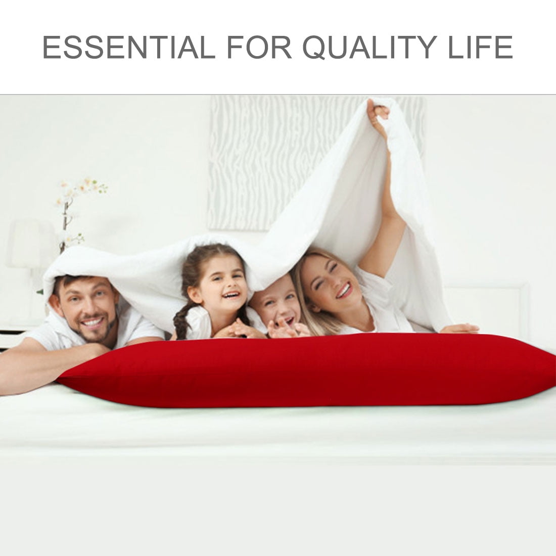 Unique Bargains Pillowcases 2 Pack 100% Cotton Body Pillow Covers Red 20" x 54"