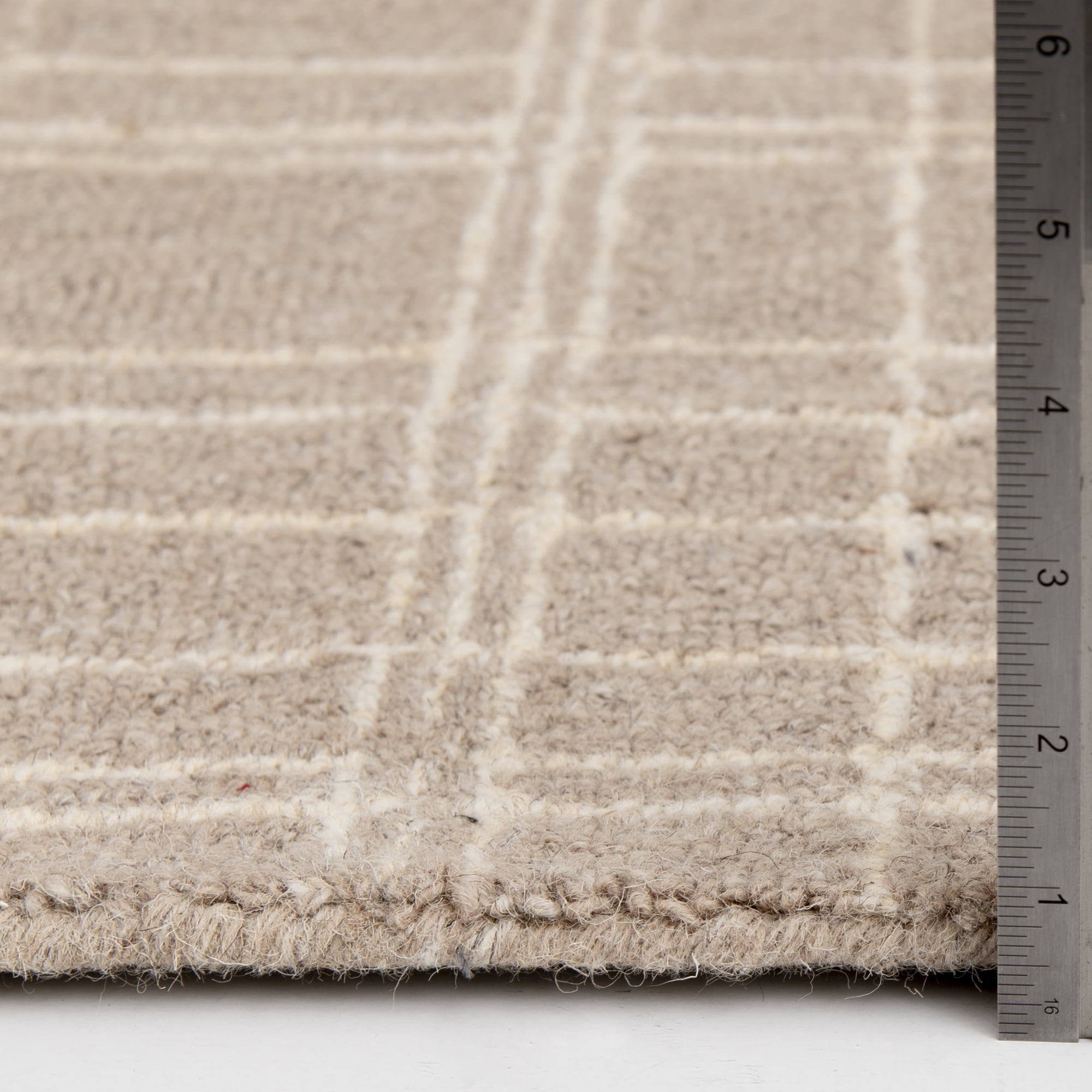 Better Homes & Gardens Beige Plaid Wool Indoor Area Rug, 7'10"x9'10"