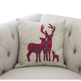 thumbnail image 3 of Holiday Deer Tartan Plaid Ruffle Border Christmas Decorative Throw Pillow (17"x17" Deer Family, Case+Insert), 3 of 4