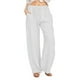 thumbnail image 1 of Pantalones de lino y algodón para mujer, de verano, de pierna ancha, informales, holgados, con cordón, 1 of 8