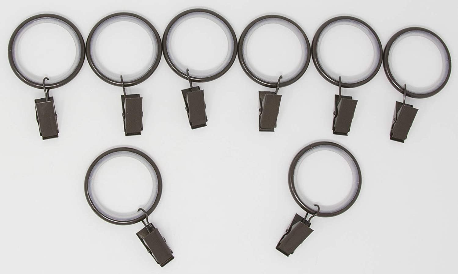 Set of 8 Curtain Drapery Rings with Clips, 1.5inch Inner Diameter