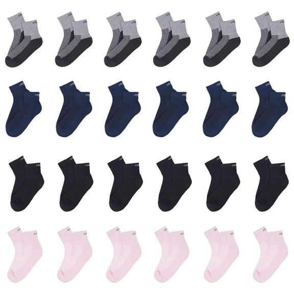AirGarb Cushioned High Ankle Socks for Men and Women Made with Cotton & Spandex Free Size - HA24-G6B6BL6P6 (Pack of 24)