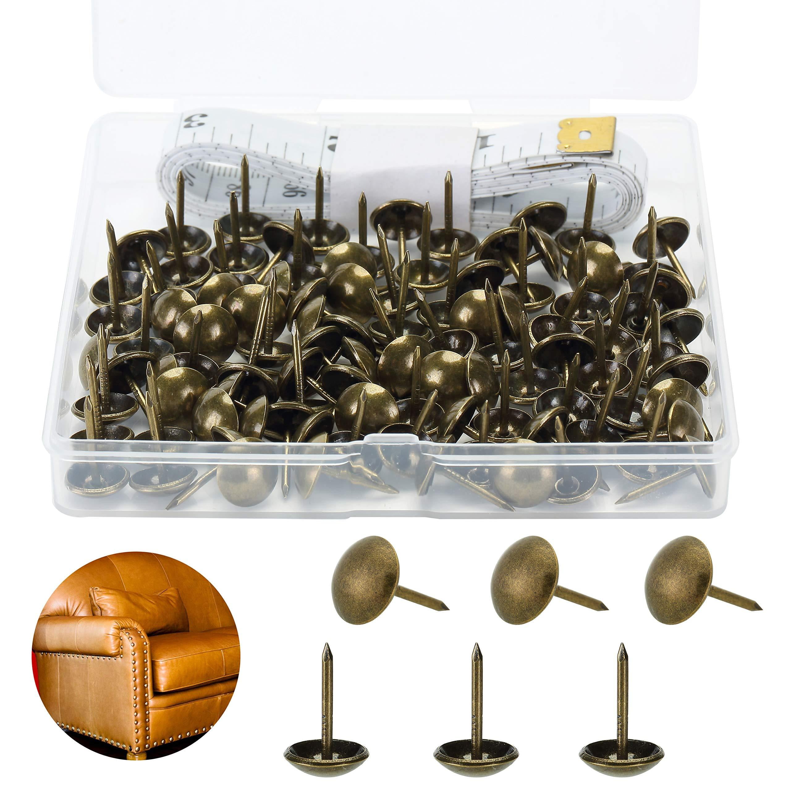 100Pcs Antique Brass Bronze Upholst Dome Head Nail Tacks Case Sofa Brass Deco UK 