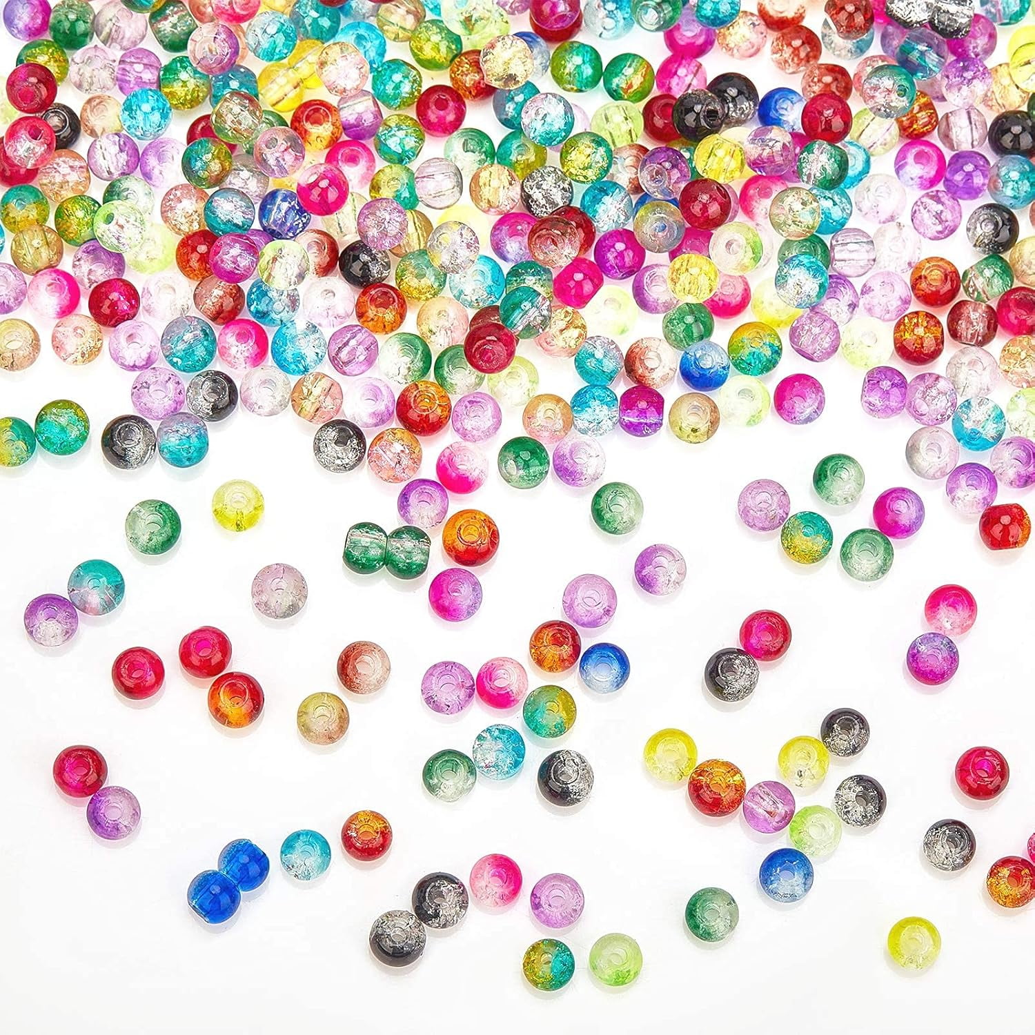 18 Color 4mm Round Glass Beads Round Beads with Scissors Elastic Thread and Beading Needles for Beading Friendship Bracelet Jewelry Making Christmas Tree Ornament