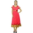 thumbnail image 3 of Bimba Women's Flaired Net Anarkali Dress Solid Kurta Kurti Indian Ethnic Long Tunic, 3 of 9