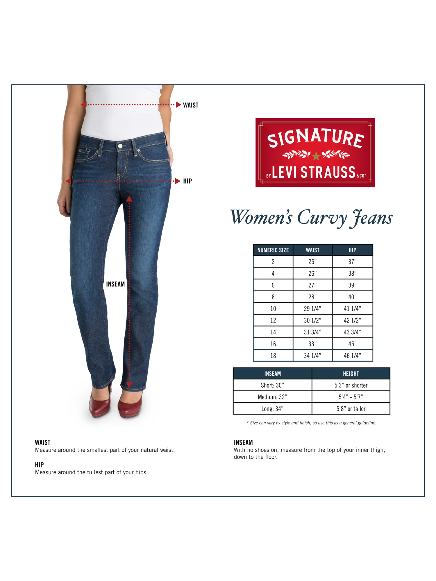 Signature By Levi Strauss And Co Women S Curvy Straight Jeans