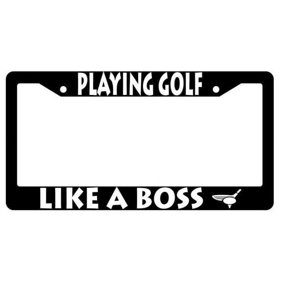 Playing Golf Like A Boss Black Plastic License Plate Frame