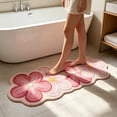 thumbnail image 4 of JWZZYD Scalloped Floral Plush Bathroom Runner Rug, 63"x19.68" Soft Absorbent Non Slip Floor Mat, Washable Flower Pattern Carpet for Bathroom, Bedroom, Entryway & Home Flooring Decor(Pink, 1 Pack), 4 of 7