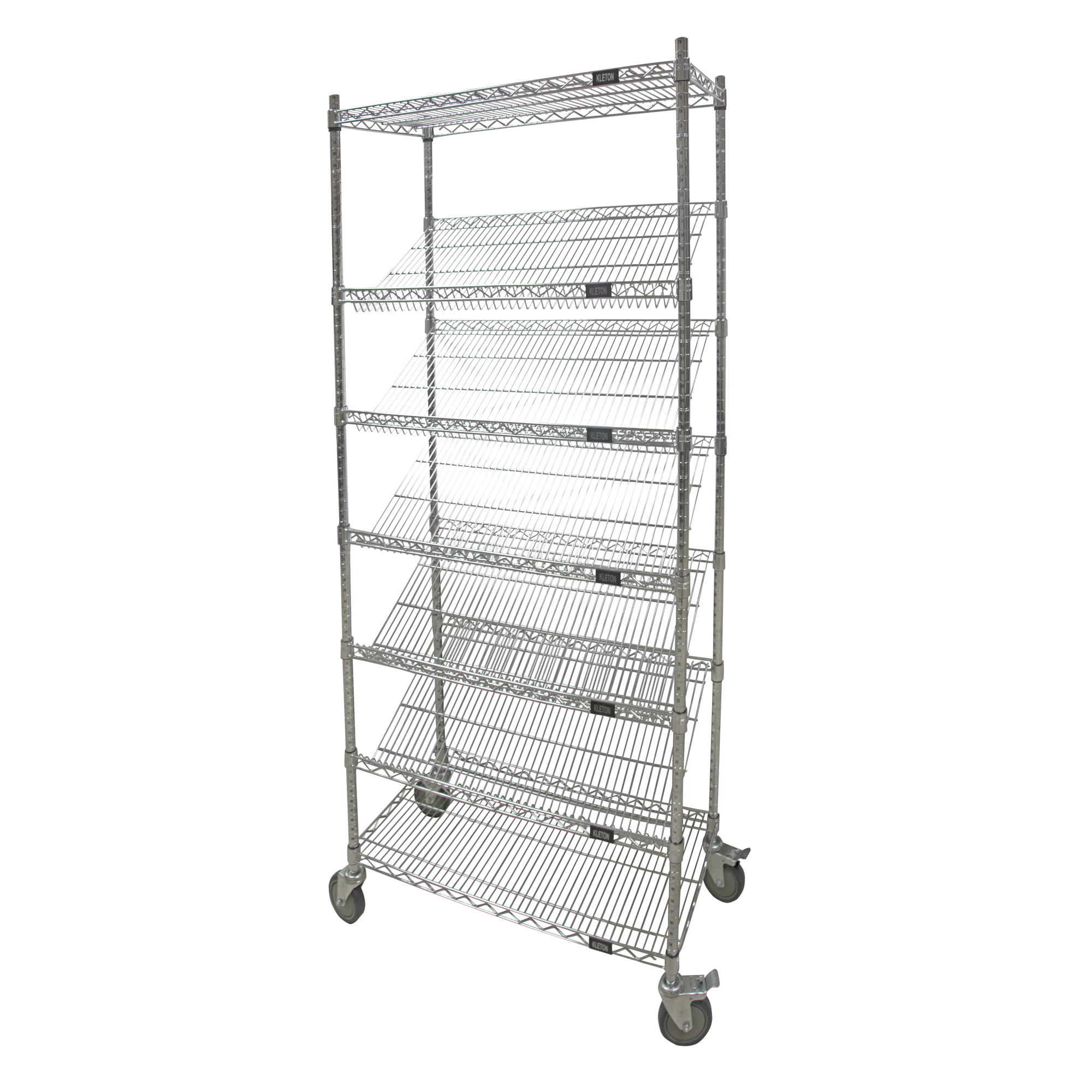 Kleton Slanted Wire Chrome Shelf Cart, 7 Shelves, 800 lbs. Capacity, 48