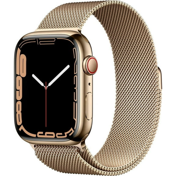 Restored Apple Watch Series 7 (GPS   LTE) 45MM Gold Stainless Steel Case Milanese Loop (Refurbished)