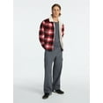 thumbnail image 4 of No Boundaries High-Pile Fleece Lined Plaid Overshirt, Men’s and Big Men’s, 4 of 6