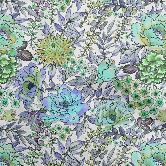 oneOone Viscose Chiffon Olive Green Fabric Florals Sewing Material Print Fabric By The Yard 42 Inch Wide