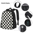 thumbnail image 3 of Disketp Black and White Checkerboard Large Capacity Backpack Lunch Bag Pencil Case Combination 3 Piece Set for Student, 3 of 7